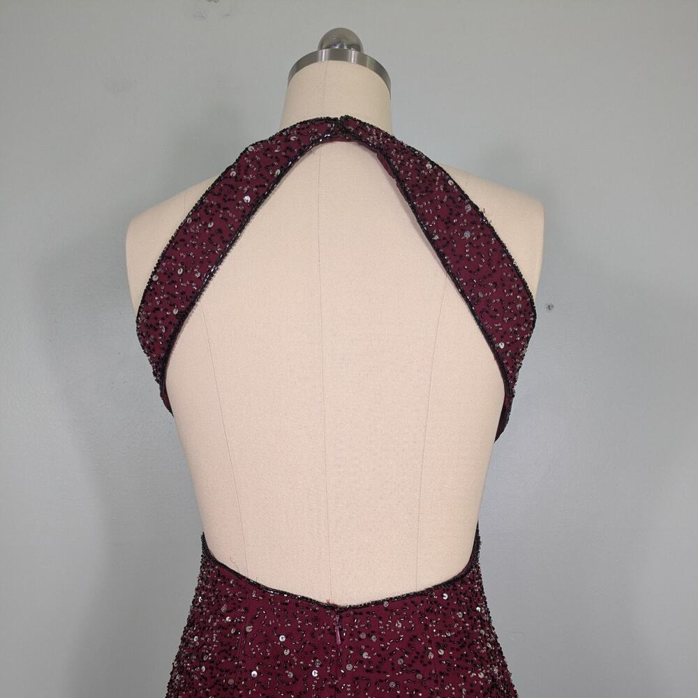 Scala Prom Dress Maxi Gown L Red Black Vintage Bead Silk Glam Holiday Y2K 90s - Picture 5 of 12